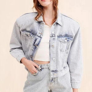 Nocturne Studded acid wash Denim Jacket size small-medium